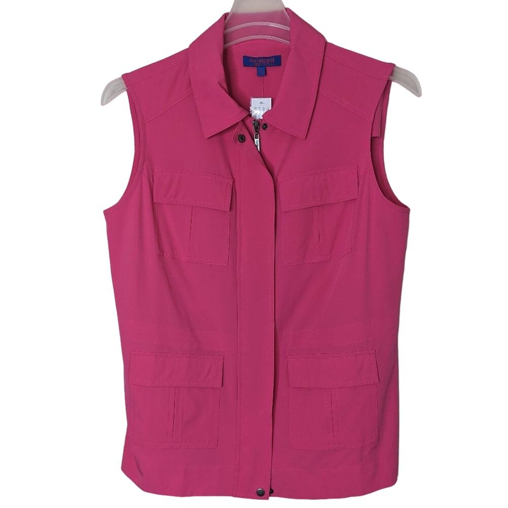 NWT Twiggy LONDON hot pink sporty casual zip up vest size Medium